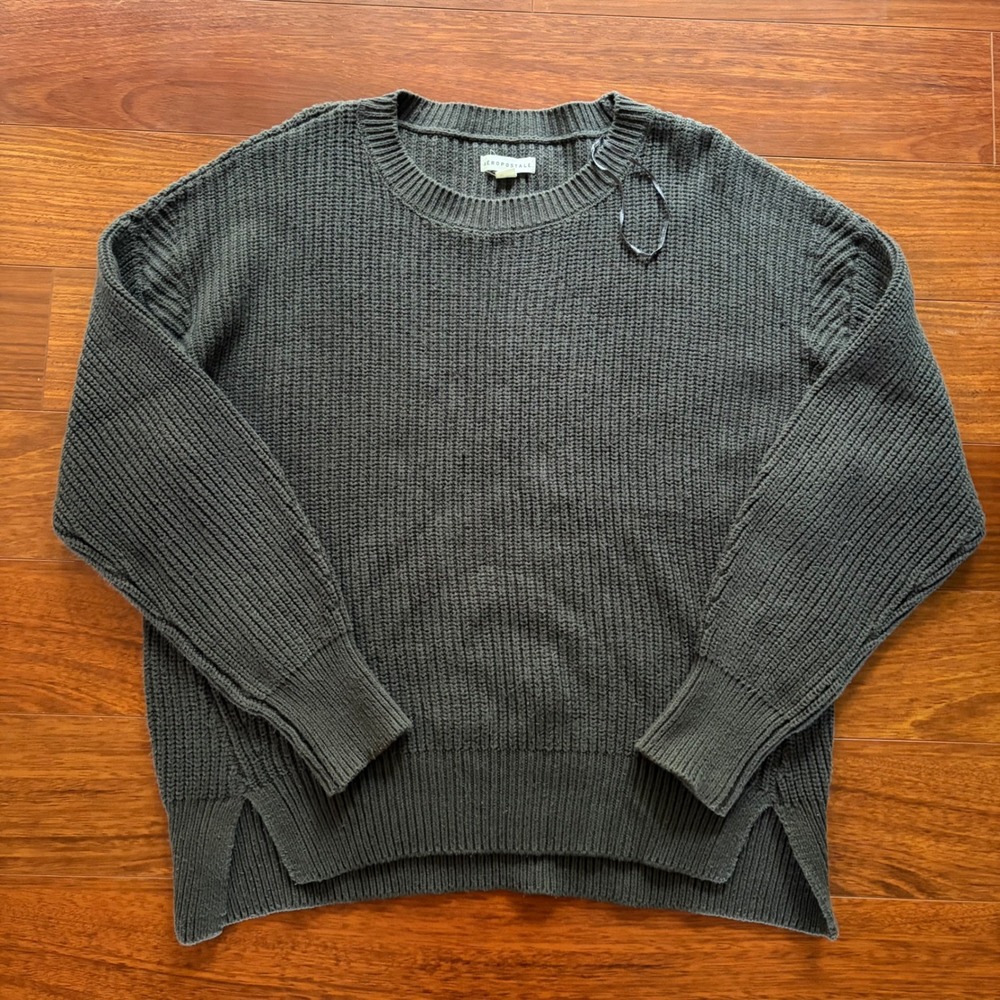 Y2K Aeropostale Knit Shaker Stitch Crewneck Womens Sweater Grey Cozy Medium